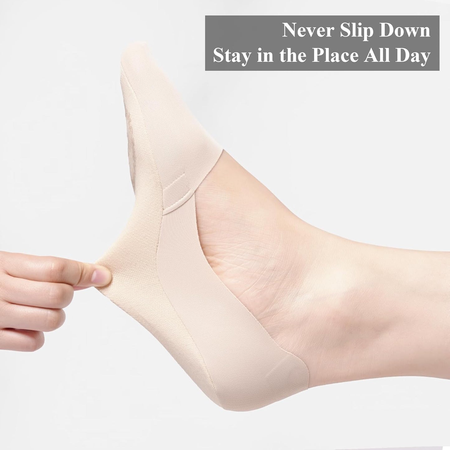 Skiennix No Show Socks - Women's Lightweight Non-Slip Invisible Footies | 6 Pairs in Thin Silk Design