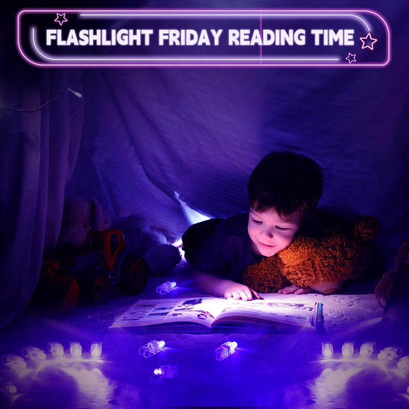 Finger Lights for Kids, 50Pcs Purple Finger Flashights Glow in the Dark Party Favors Bulk, Led Light Up Finger Light for Easter Back to School Classroom Prizes Halloween Trick or Treating Goodie Bags