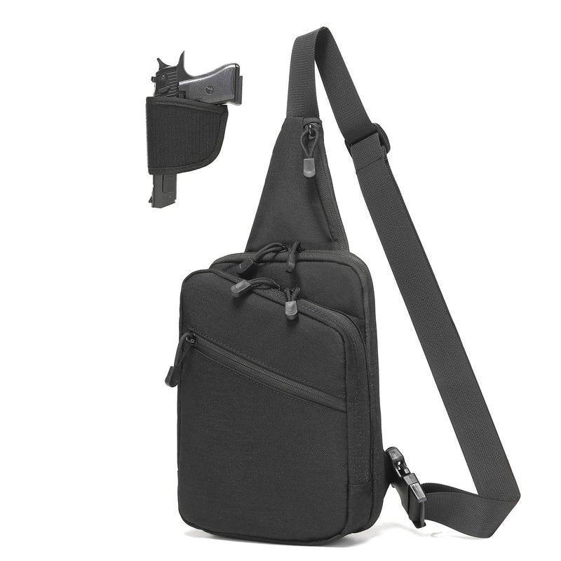VTACOUTV Concealed Carry Crossbody Bag for Men Women, Sling Gun Pack Shoulder Chest Daypack EDC CCW Range Bags of Handgun (Black)