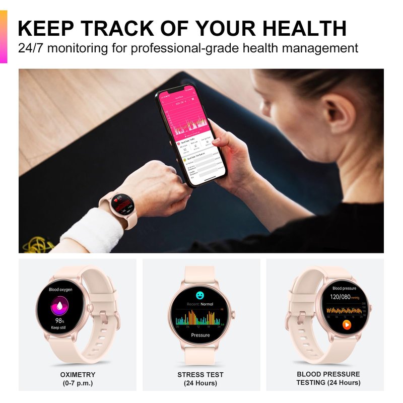 ZPPSNFIT Smart Watch, 1.43'' AMOLED Smart Watches for Men Women (Answer/Make Call), Fitness Tracker with Heart Rate/Sleep Monitor, IP68 Waterproof Activity Tracker, Pedometer for Android iOS