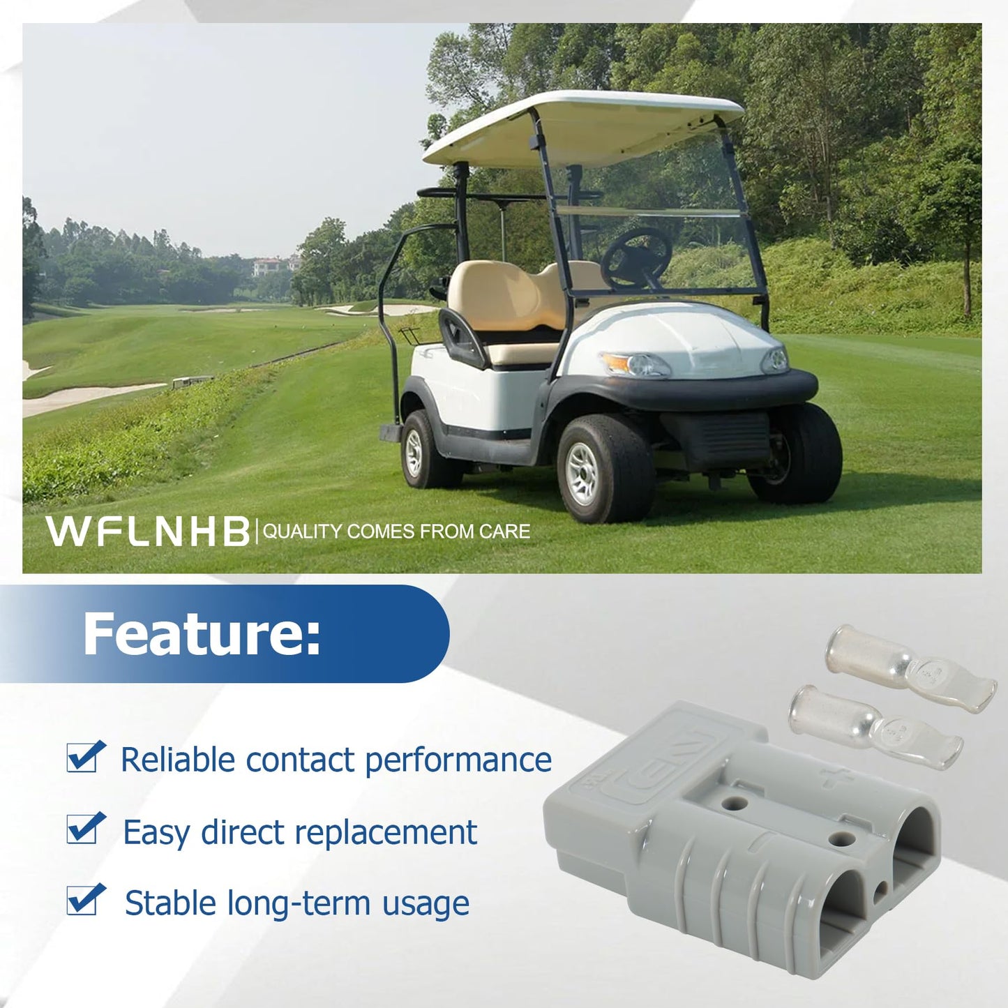WFLNHB Gray Sb50 with 6G Contacts Cart Side Charger Plug Receptacle Replacement for EZGO 83-94