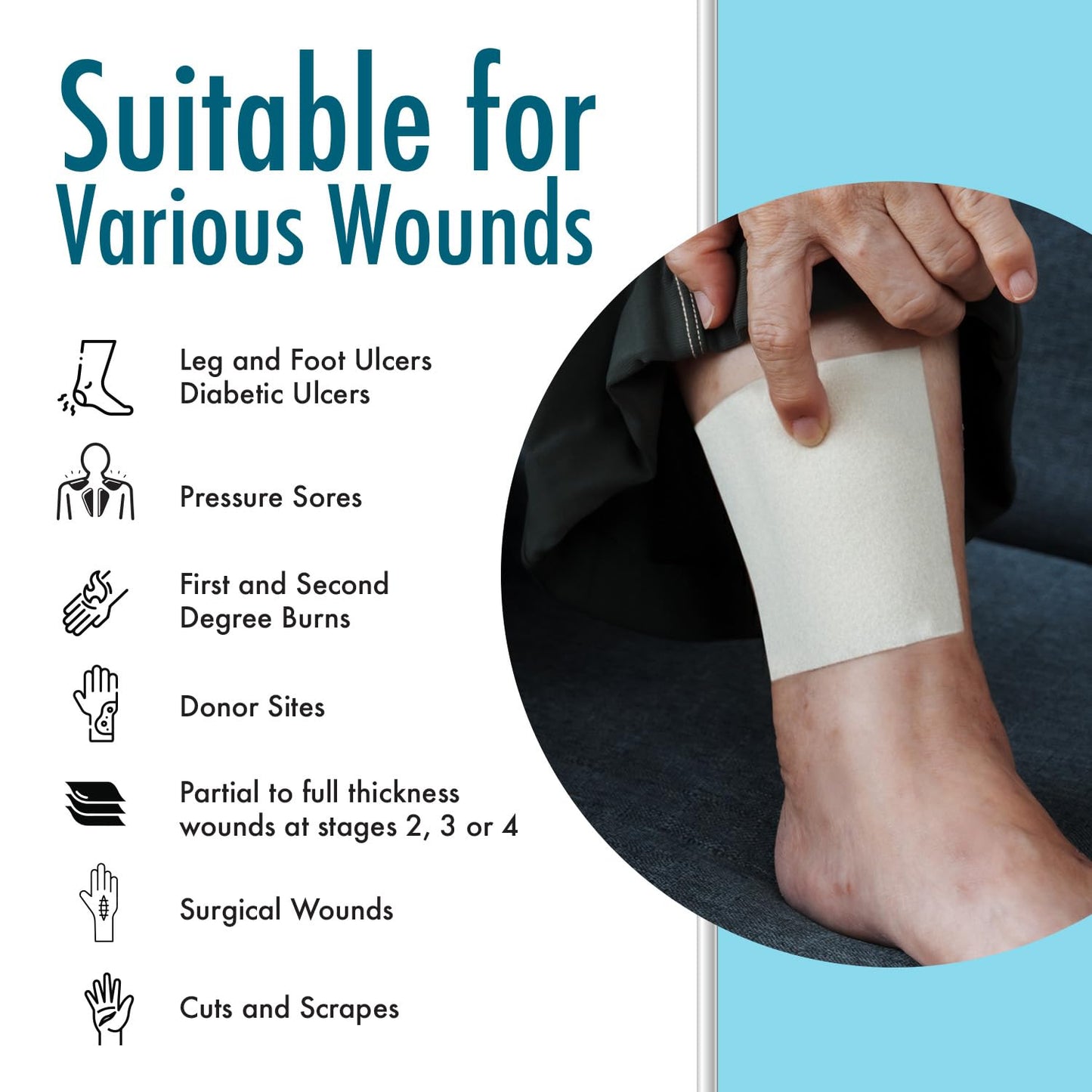 Dynarex DynaGinate Calcium Alginate Wound Dressing - Sterile, Non-Stick Topical Wound Pads - Absorbent Gel Patches For Moderate To High Exuding Cuts - For Medical & Home Use - 4.25"x 4.25", Box of 10