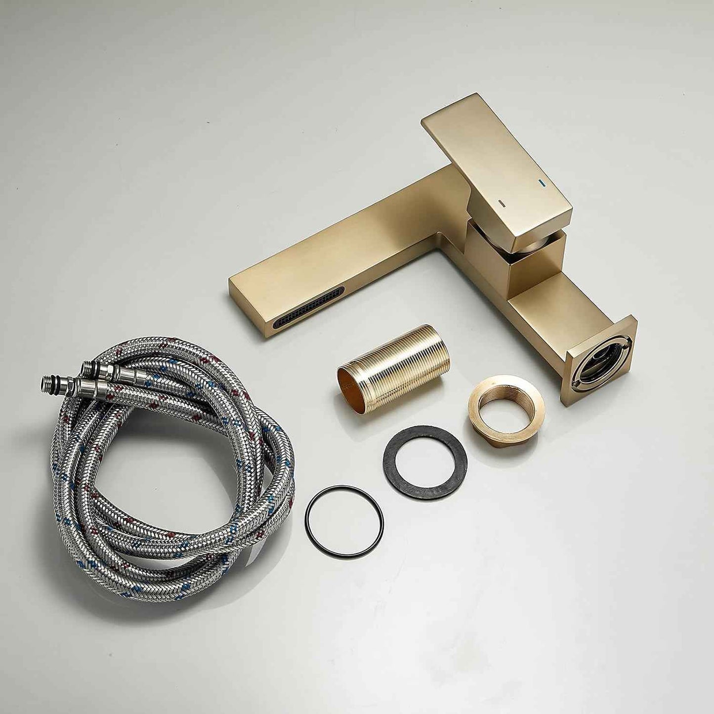 Brushed Gold Bathroom Sink Faucet Ultra Thin Design, Single Handle Vanity Faucet for Bathroom Sink,1 Hole Lavatory Basin Faucets Solid Brass(Brushed Gold)