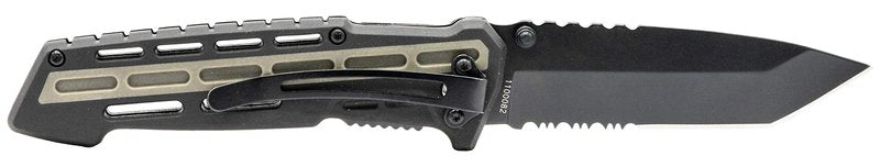 Smith & Wesson M&P AR Overmold 8.2in High Carbon S.S. Folding Knife with 3.5in Serrated Tanto Blade and Rubber Handle for Outdoor Survival and EDC, 1100082