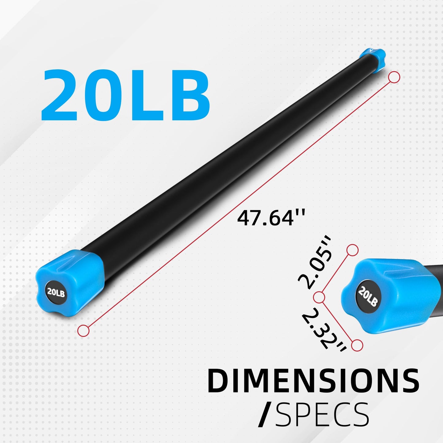 Signature Fitness Total Body Workout Weighted Bar Weighted Workout Bar Weighted Exercise Bar, 20-Pound