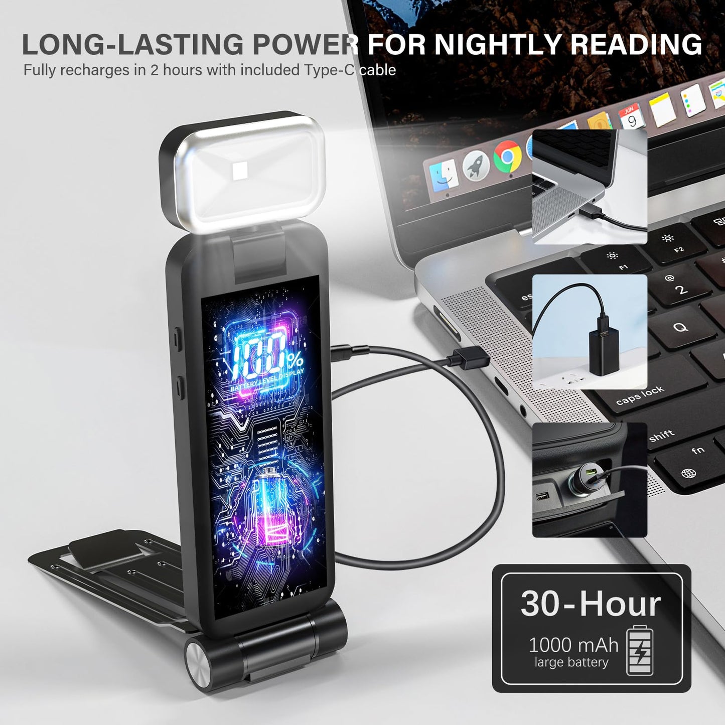 KTEBO Rechargeable Reading Book Light with Clip & Battery Indicator - 9 Luminescence Mode Book Lamp for Night Reading in Bed, Portable 1.6 Oz Ultralight, Stocking Stuffers for Kids, Book Lovers