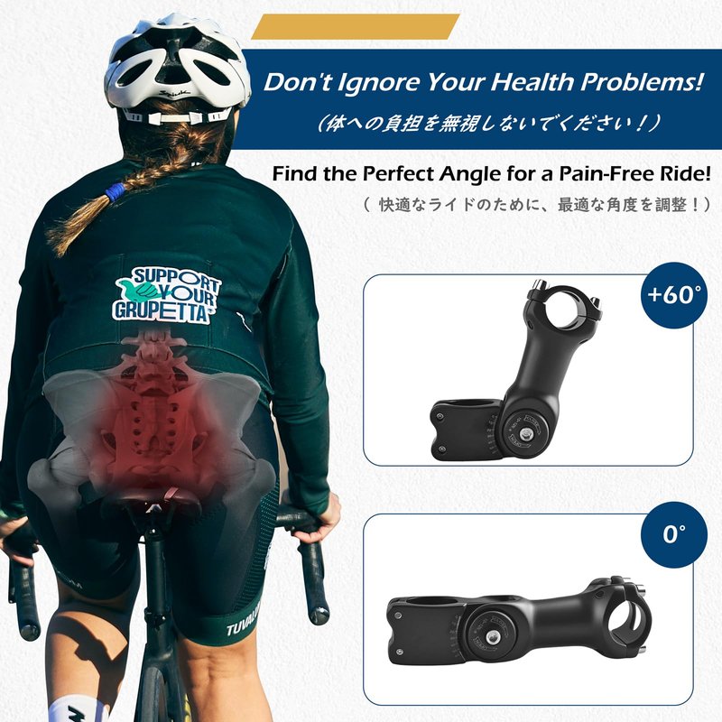 TRIWONDER Bike Stem 25.4 31.8 Adjustable 60 Degree 90mm 110mm 130mm Bike Handlebar Extender Stem Riser Bicycle Handle Bar Extensions for Mountain Bike, Road Bike, MTB, BMX, Cycling