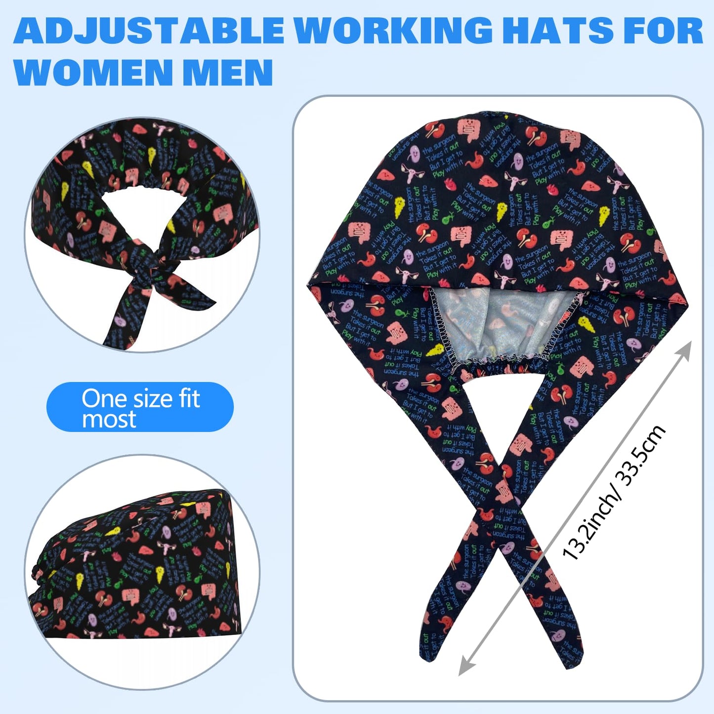 Labor and Delivery Adjustable Working Caps with Sweatband Scrub Hats Surgical Headgear for Women/Men