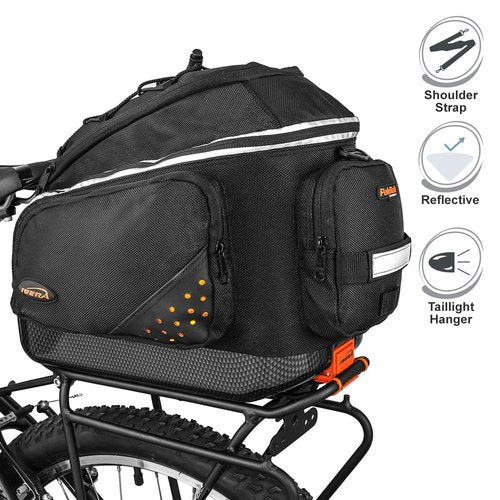 Ibera Bike Bag Commuter 17L - Clip-On Bike Rack Bag with Shoulder Strap - Hard Base, Reflective Trim & Taillight Compatible - Bicycle Bag for Daily Use & Commute - PAKRAK ONLY FOR IBERA RACKS