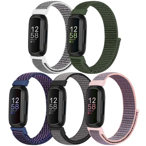 Bcuckood Nylon Band Compatible with Fitbit Inspire 3/2/HR/Fitbit Ace 3/2 Soft Nylon Sport Wristband Breathable Adjustable Replacement Strap for Women Men