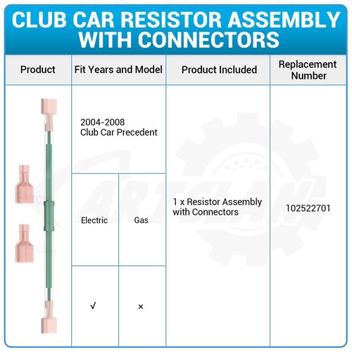 CartClan Club Car Resistor Assembly with Connectors for 2004-2008 Precedent Electric Golf Cart 102522701
