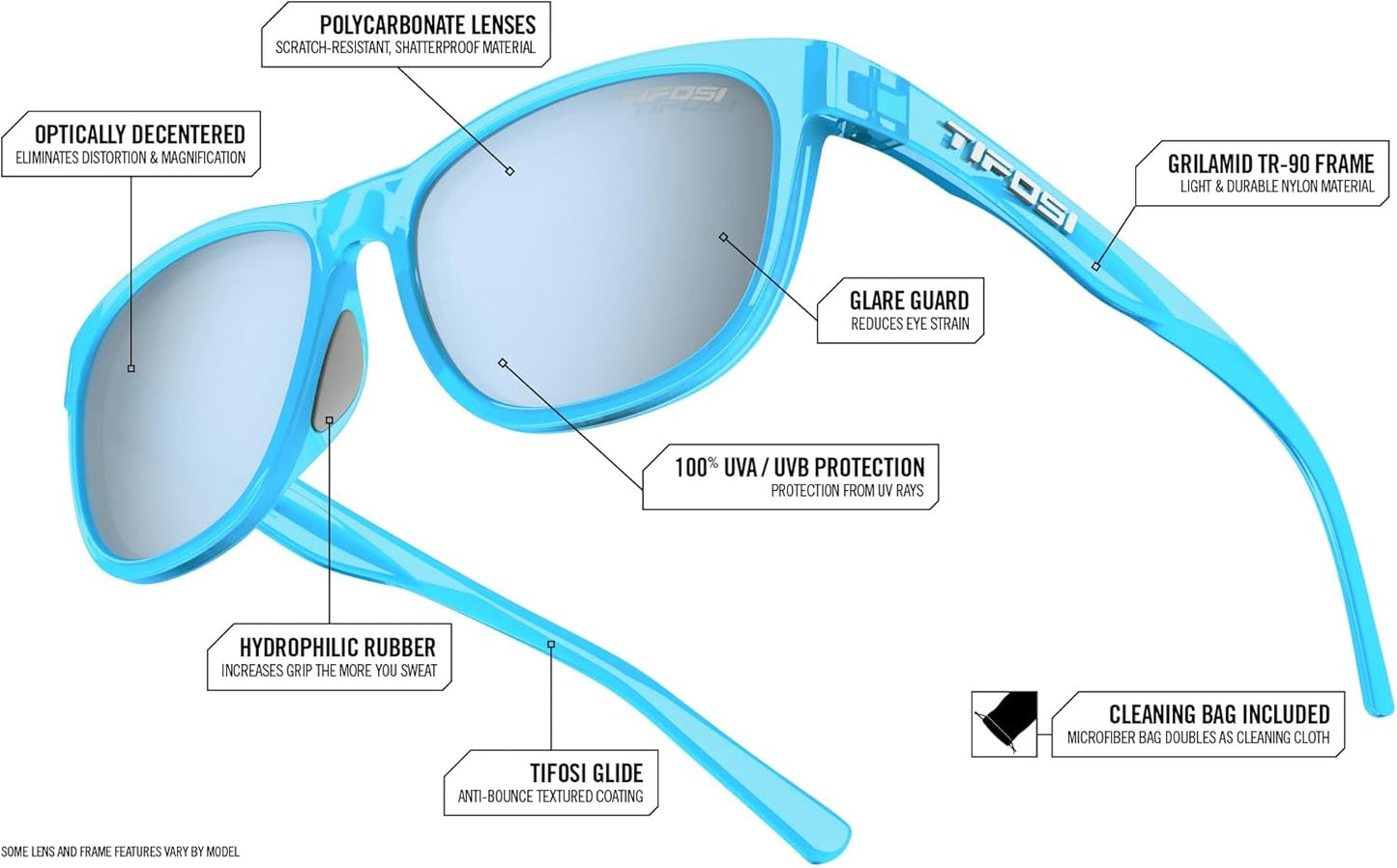 Tifosi Optics Swank Sunglasses - Complete Bundle with Case & Eyewear Straps for Ultimate Protection