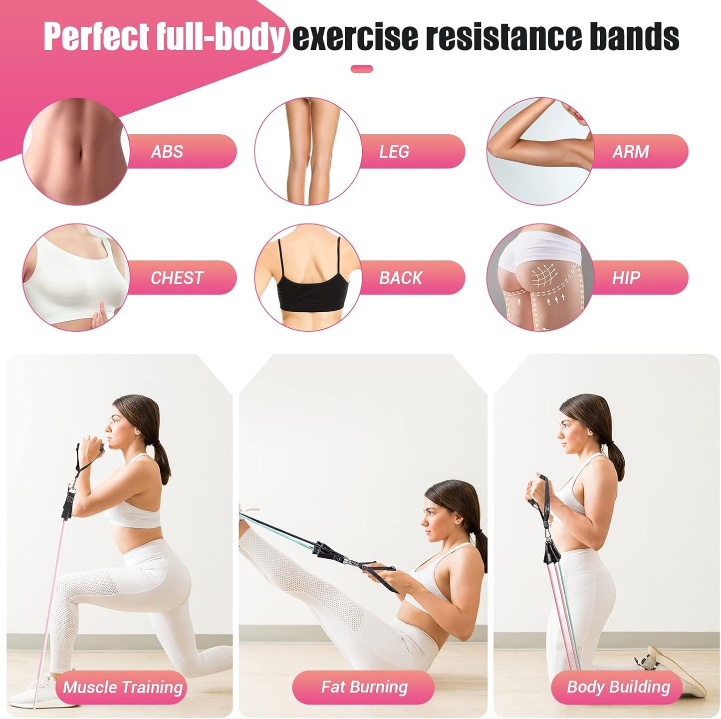 Skiennix Resistance Bands - 5-Level Workout Bands with Handles for Women | Ideal for Yoga & Pilates