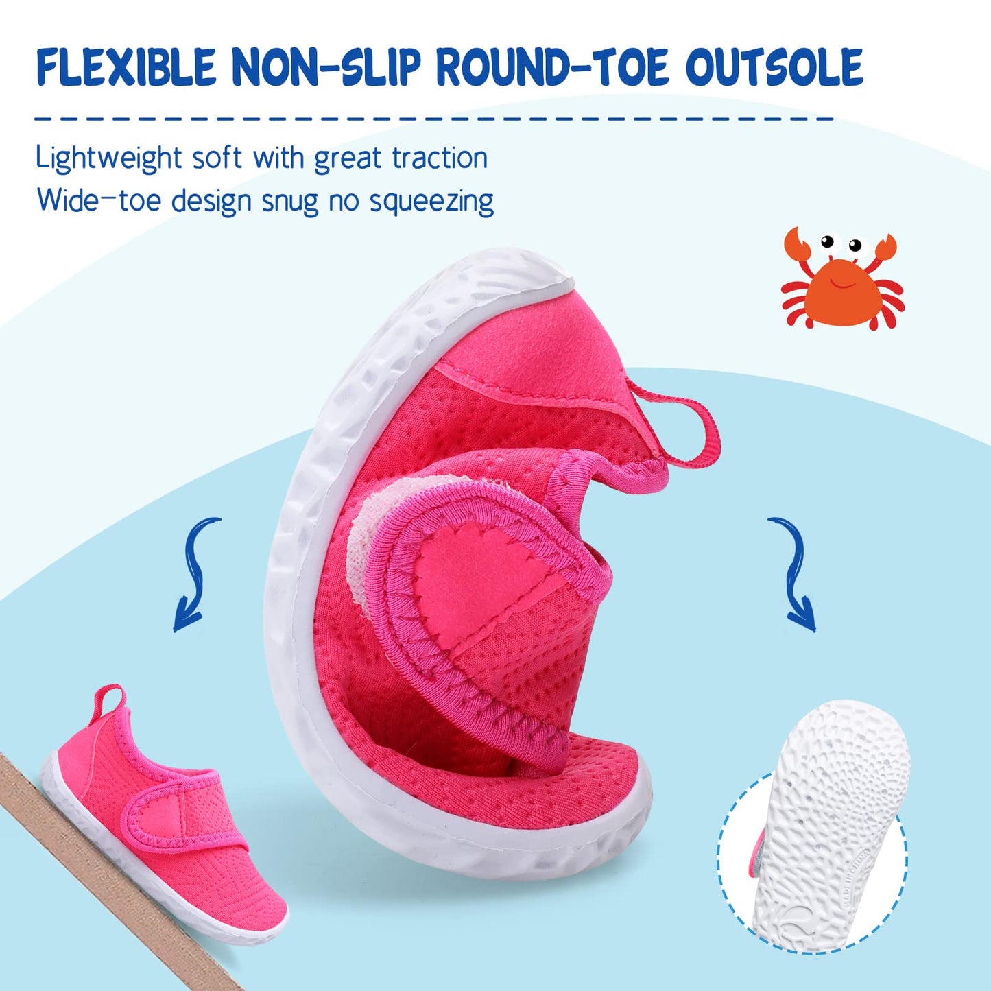 LeIsfIt Boys Girls Water Shoes Kids Aqua Socks Toddler Quick-Dry Swimming Shoes Non-Slip Summer Shoe for Beach Pool Surf, Dark Pink, 9 Toddler