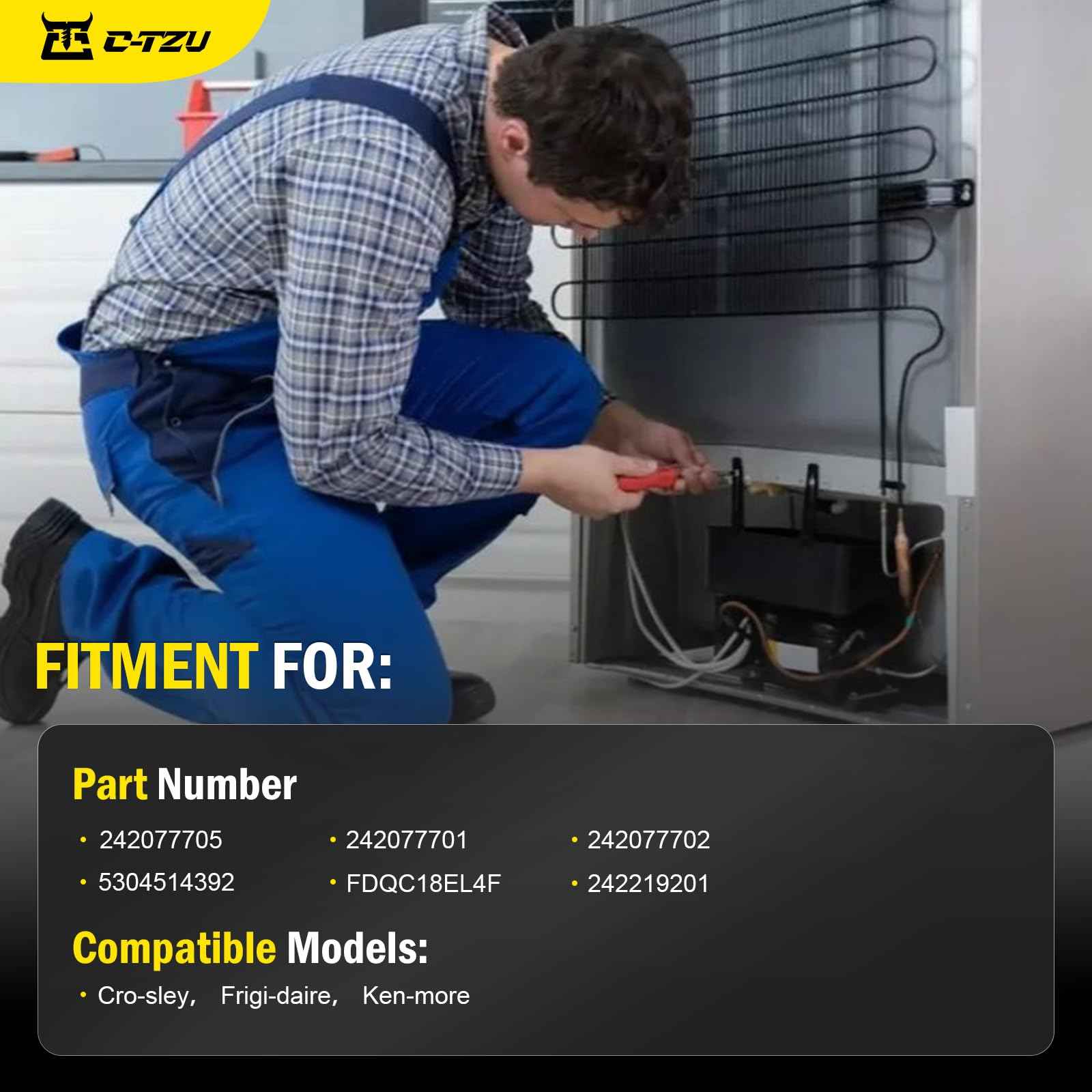 242077702 242077705 Refrigerator Evaporator Fan Motor Compatible with Frigidaire Kenmore Crosley Replaces FDQC18EL4F 242077701 5304514392 A03788604 Blower Motor