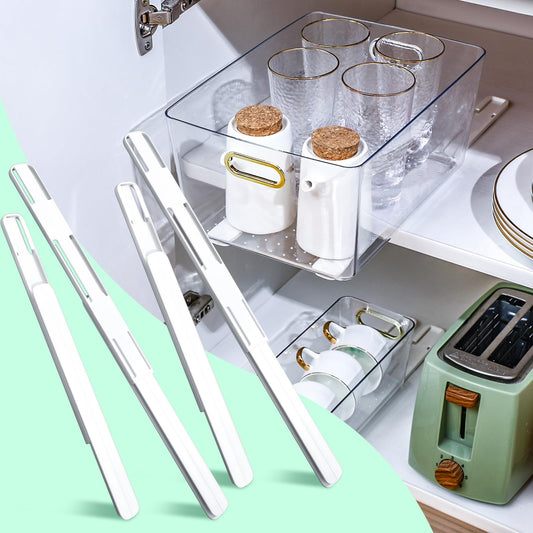CroBlissful 4 Pcs Adhesive Sliders for Cabinets Pull Out Drawer Organizer Accessories Basket Office Glide Cabinet Tracks Runner Adhesive Drawer Slides Pull Out Replace Guide Rail for Back to School