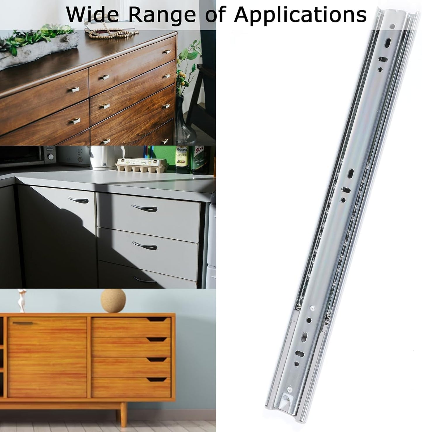 VAPSINT 10 Pairs 20 Inch Soft Close Drawer Slides Ball Bearing Full Extension Side Mount Drawer Rails, Kitchen Cabinet Rail 100lb Capacity