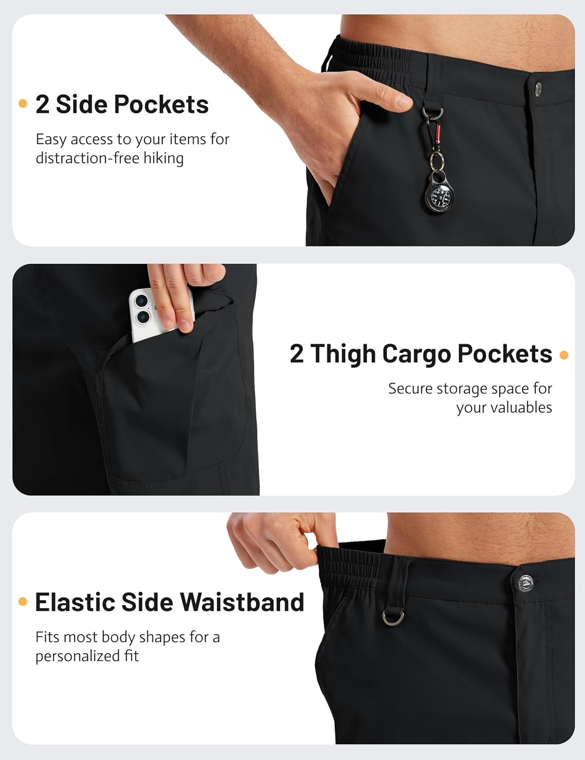 TACVASEN Men's Cargo Hiking Shorts - Quick Dry Tactical Work Shorts with 6 Pockets | Summer Outdoor Wear