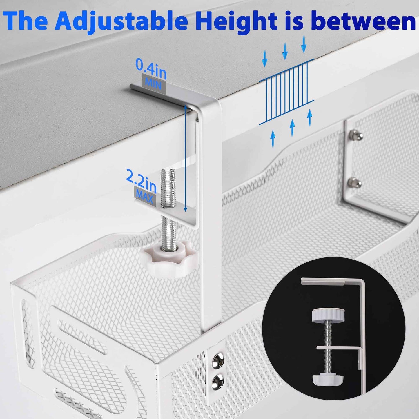 Under Desk Cable Management Tray 25.3 Inch – No Damage Install, Cord Organizer for Office & Home, Wire Organizer for Desk Storage, White