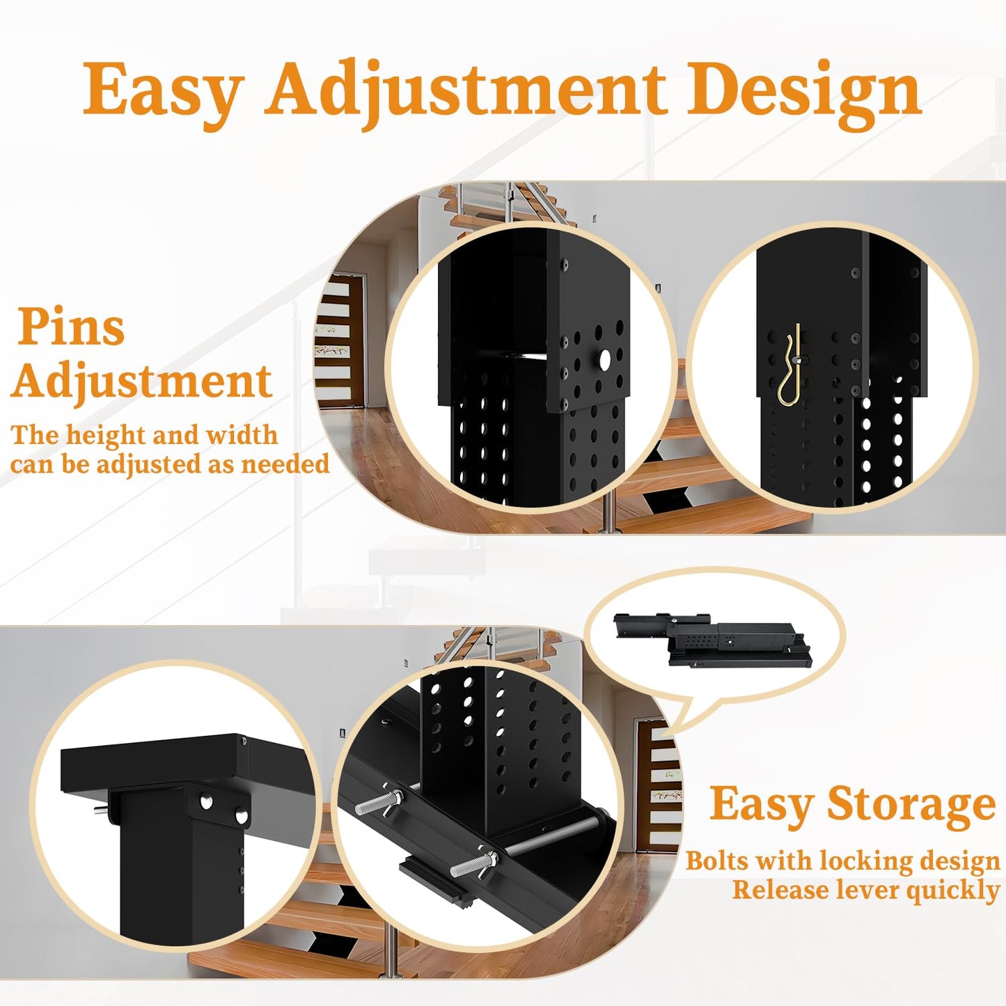 DITKOK Heavy Duty Foldable Ladder Leveler for Stairs, Large Ladder Extender for Stairs with Slip-Resistant Gripping Pads, 13.5-21" Height Adjustable Ladder Extender Pro, Suitable for Painting Jobs