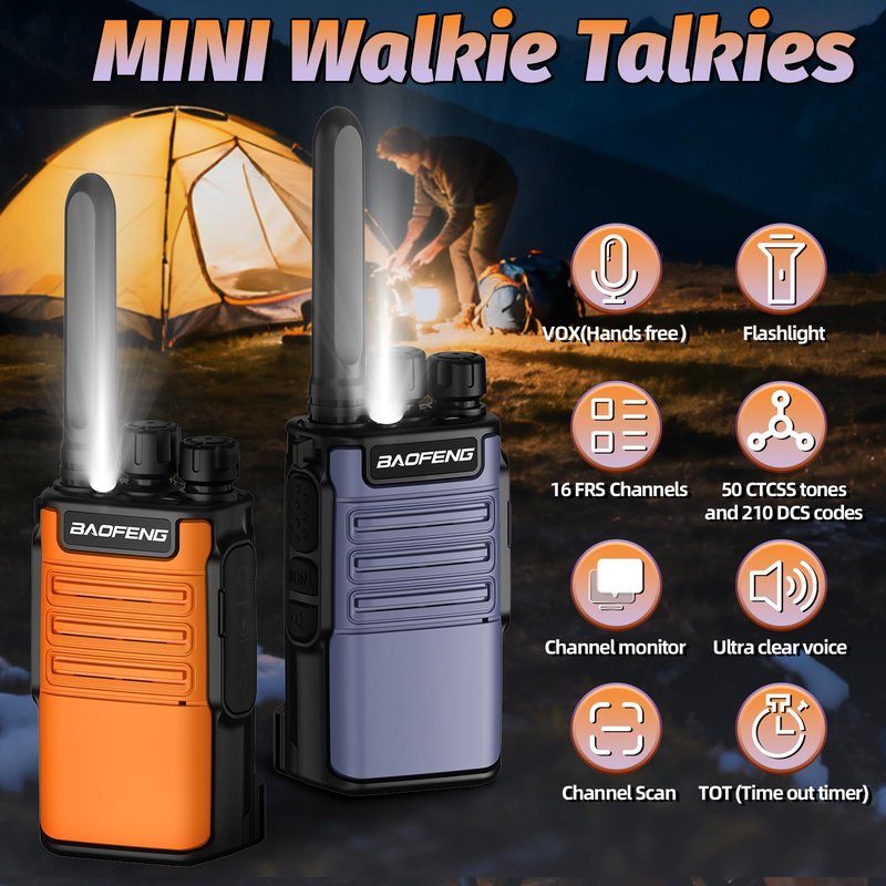 Walkie Talkies Long Range for Adults,FRS Radio Rechargeable Walkie Talkie Baofeng BF-V8 Waki Taki Walkie-Talkie,1500mAh,Flashlight,Type-C Charger Walky Talky for Hiking Camping Cruise(2 Pack)