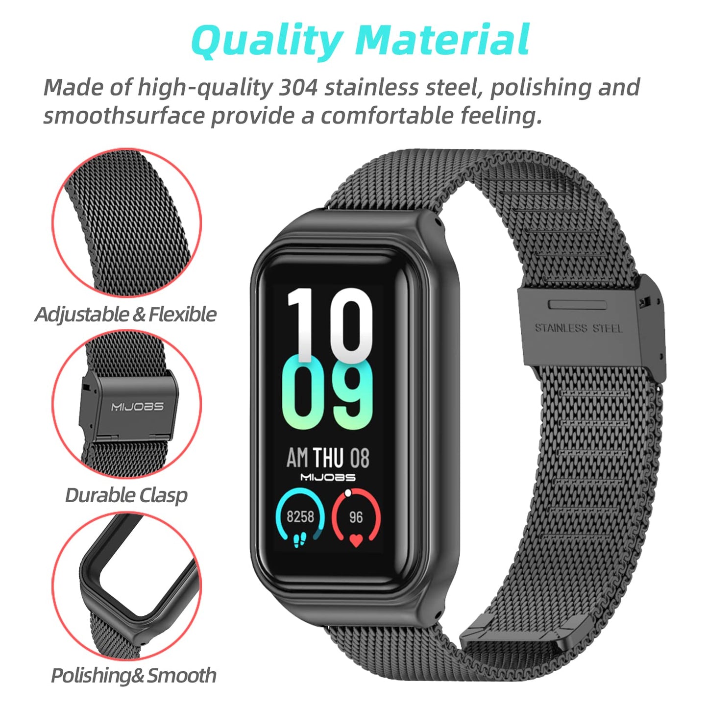 MIJOBS Metal Replacement Strap for Amazfit Band 7 - Compatible with Amazfit 7 Fitness Tracker