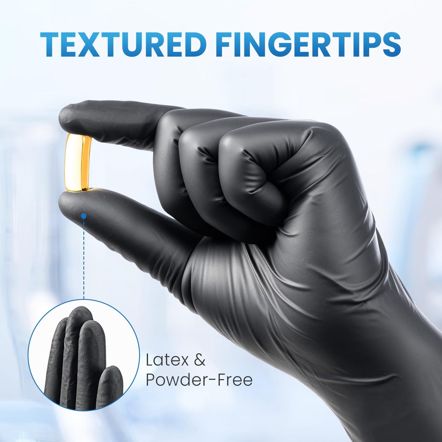 Borje Nitrile Gloves Medium, 6 Mil 100 Count Disposable Gloves, Black, Latex & Powder-Free, Medical Exam, Food Safe, Cooking, Mechanic, Cleaning