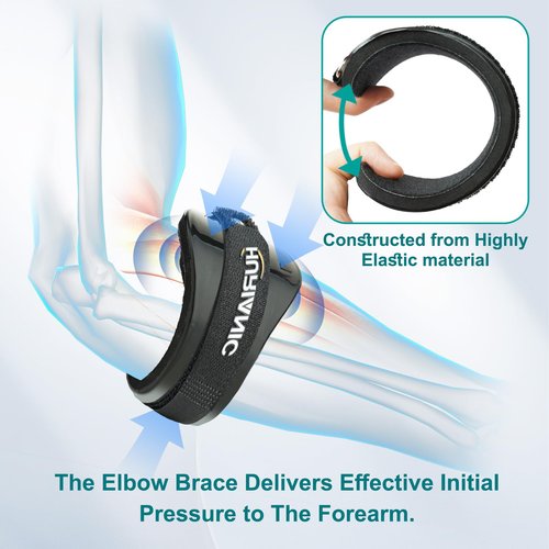 HURIANIC Tennis Elbow Brace for Men & Women, Elbow Strap Support for Tendonitis and Golfers Elbow Pain Relief, Counterforce Forearm Brace Band with Pad Black