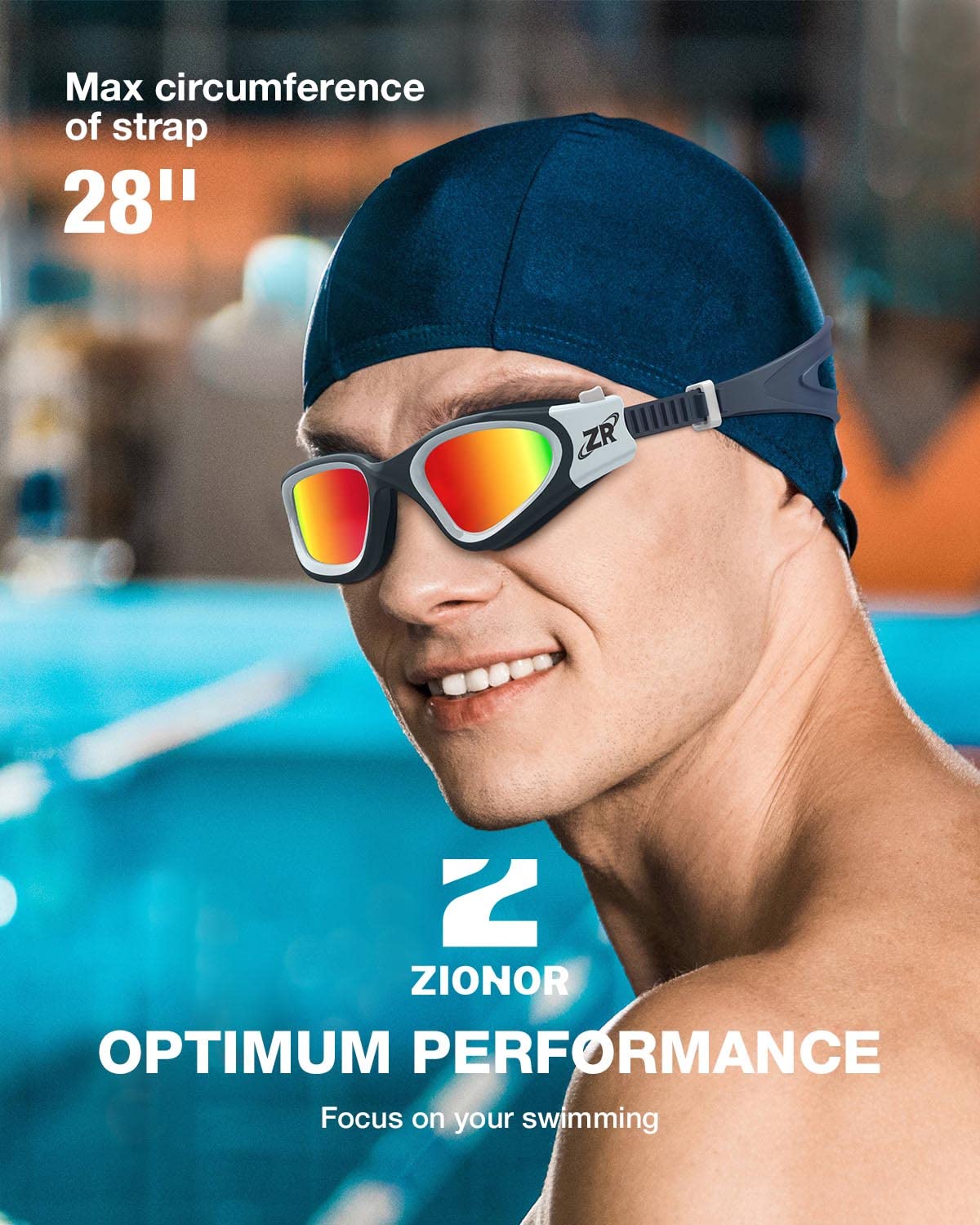ZIONOR Swim Goggles, Upgraded G1 Polarized Swimming Goggles Anti-fog for Adult Men Women B6 (Polarized + Mirror Red)