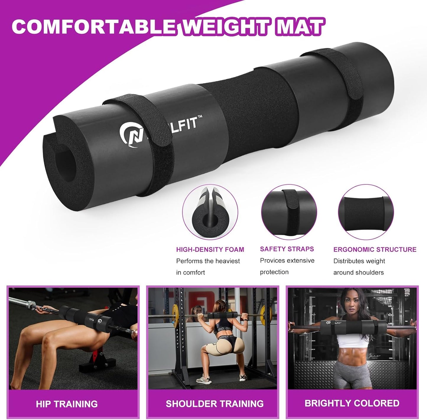 NEALFIT Barbell Pad Set - Heavy Duty Squat Pad with Lifting & Ankle Straps for Weightlifting | Home Gym Essentials