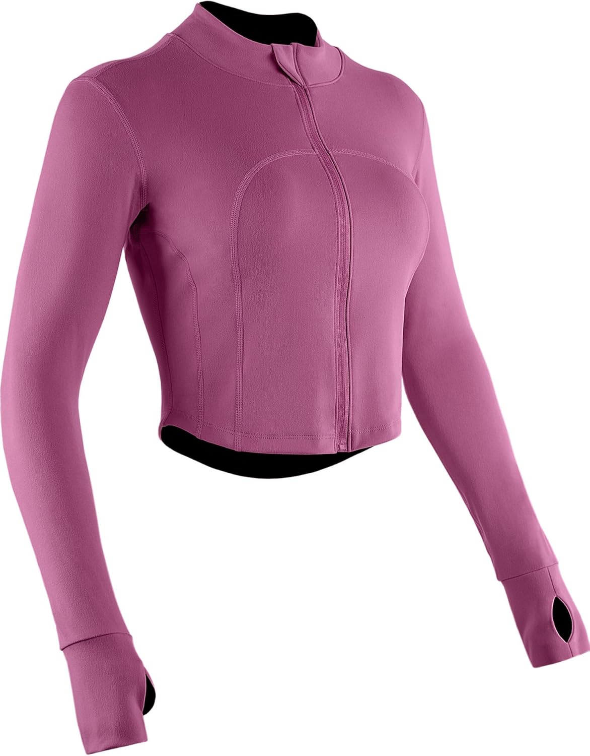 CADMUS Butterluxe Women's Workout Jacket - Long Sleeve Full Zip Slim Fit Crop Top with Thumb Holes for Running