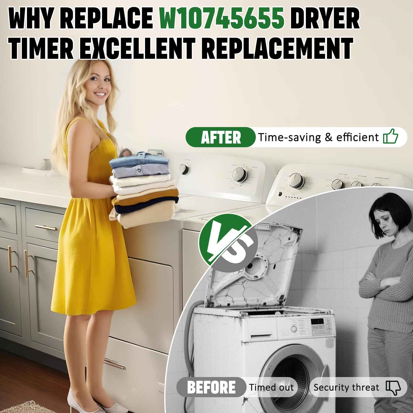 W10745655 W10436308 W10857612 Dryer Timer Compatible with Whirlpool Maytag Amana, W10745655 Dryer Timer Replaces Ap6003908 Ps11731366 4454384 Eap11731366, W10745655 Fits for 4KWED4605FW0 4KMEDC410JW0