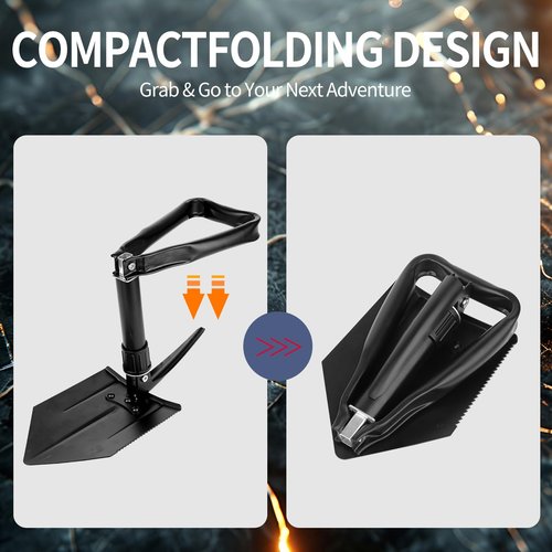 HSWGHWX 14-in-1 Tactical Multi-Tool with Locking Mechanism & Folding Shovel - Survival Gear for Camping, Snow, Hiking, Hunting, Emergency Readiness (14-1Multi-Tool)