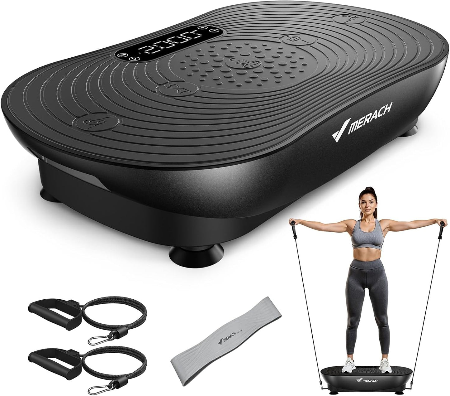MERACH Vibration Plate - Full Body Exercise Machine for Weight Loss & Muscle Activation | LED Touch Screen, Bluetooth