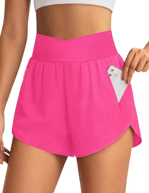 BMJL Women's Athletic Shorts High Waisted Running Short Pockets Gym Elastic Quick Dry Workout Shorts 2.5"