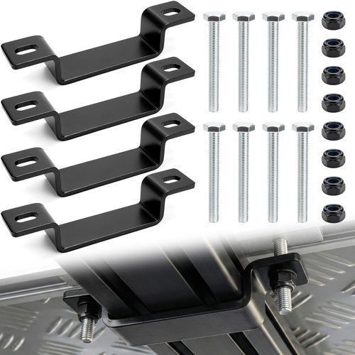 JERBOR 4pcs Roof Top Tent Mounting Clamp for Jeep, 3-1/4" x 1" U Bracket Rustproof Carbon Steel Roof Rack Mount, Sturdy Rooftop Tent Accessories for Jeep