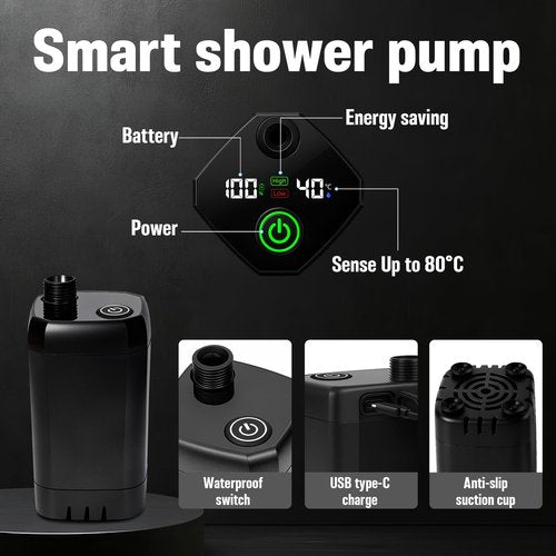 Portable Shower for Camping, 6000mAh Rechargeable Camp Shower Pump with Immersion Water Heater, 6.6 Gal Foldable Bucket, 4 Spray Modes, Outdoor Camping Shower Kit for Travel, Pet Bath, Car Washing