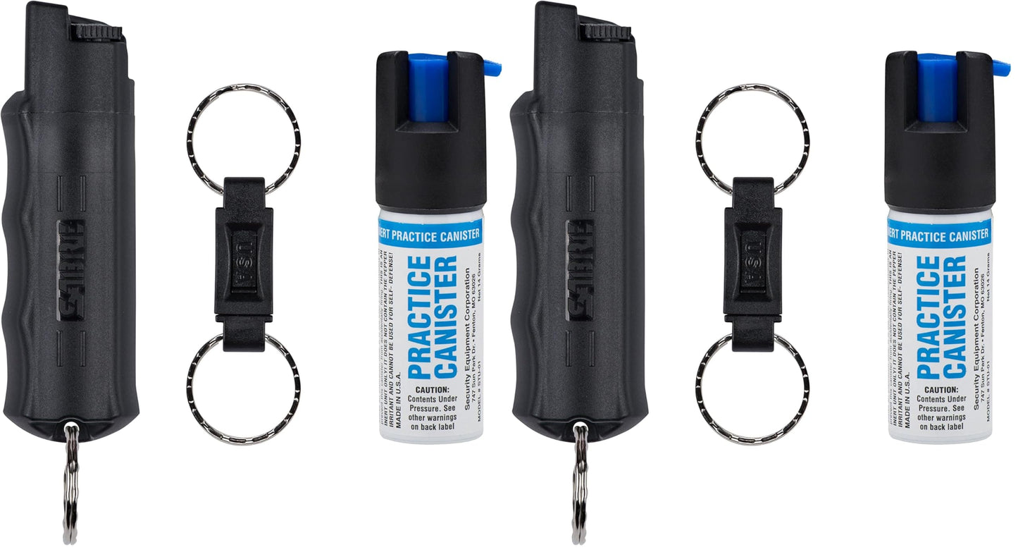 SABRE Pepper Spray- Quick Release Keychain for Easy Carry & Fast Access, Max Police Strength Self Defense OC Spray UV Dye,10 Sec SprayTime, Finger Grip-Faster Aim,0.54 fl oz,Secure Safety,(Pack of 2)