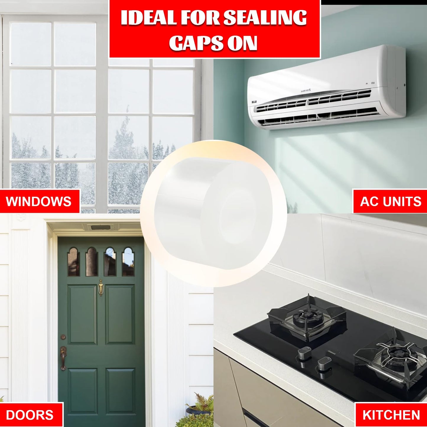 Sunroda Window Sealing Tape 2 Inch x 33 Ft Transparent Window Insulation Waterproof Nano Draft Isolation Tape for Window and Bathroom Shower Glass Side Gaps