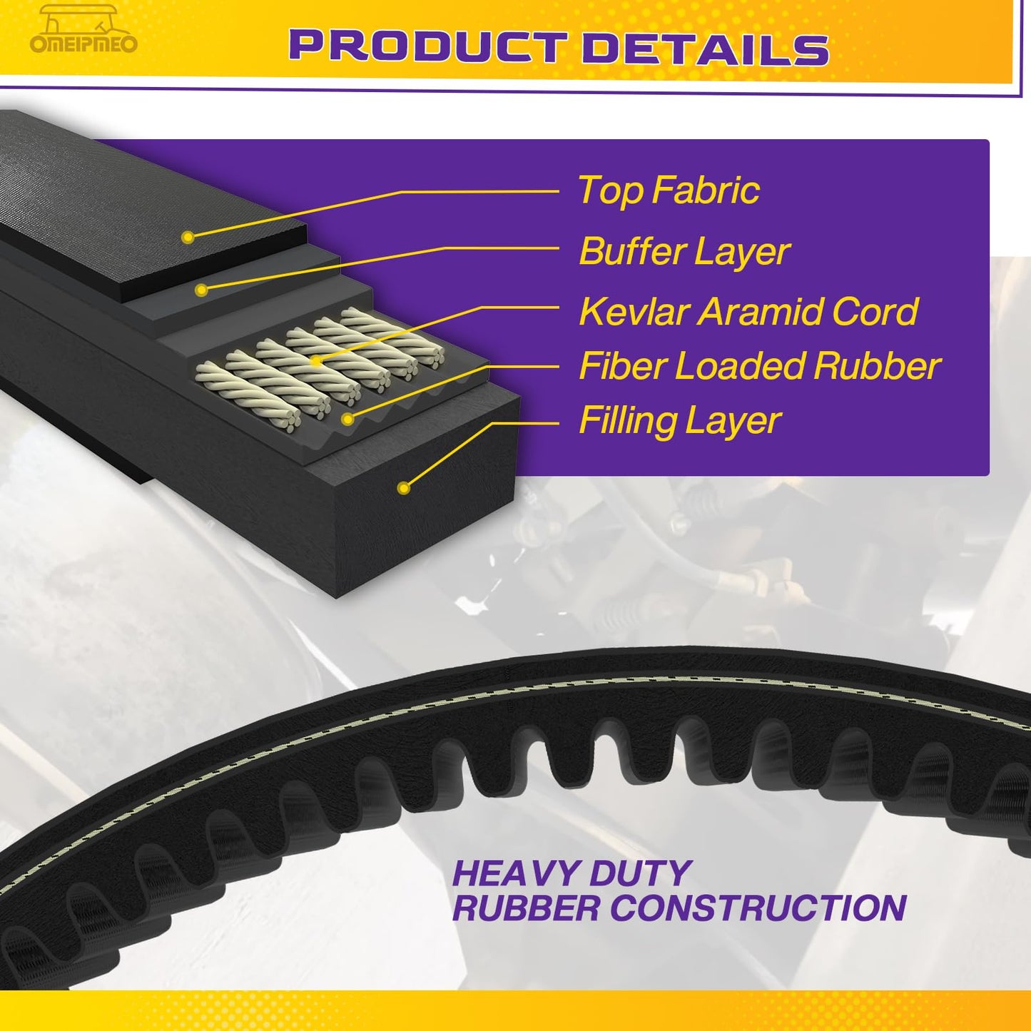 EZGO Clutch Drive Belt & Starter Generator Belt Kit for 1994-UP EZGO TXT Medalist 4 Cycle Gas Golf Cart, Golf Cart Drive Belt and Starter Belt Replace OEM# 72054G01 72024G01 72025G01 26414G01 630587