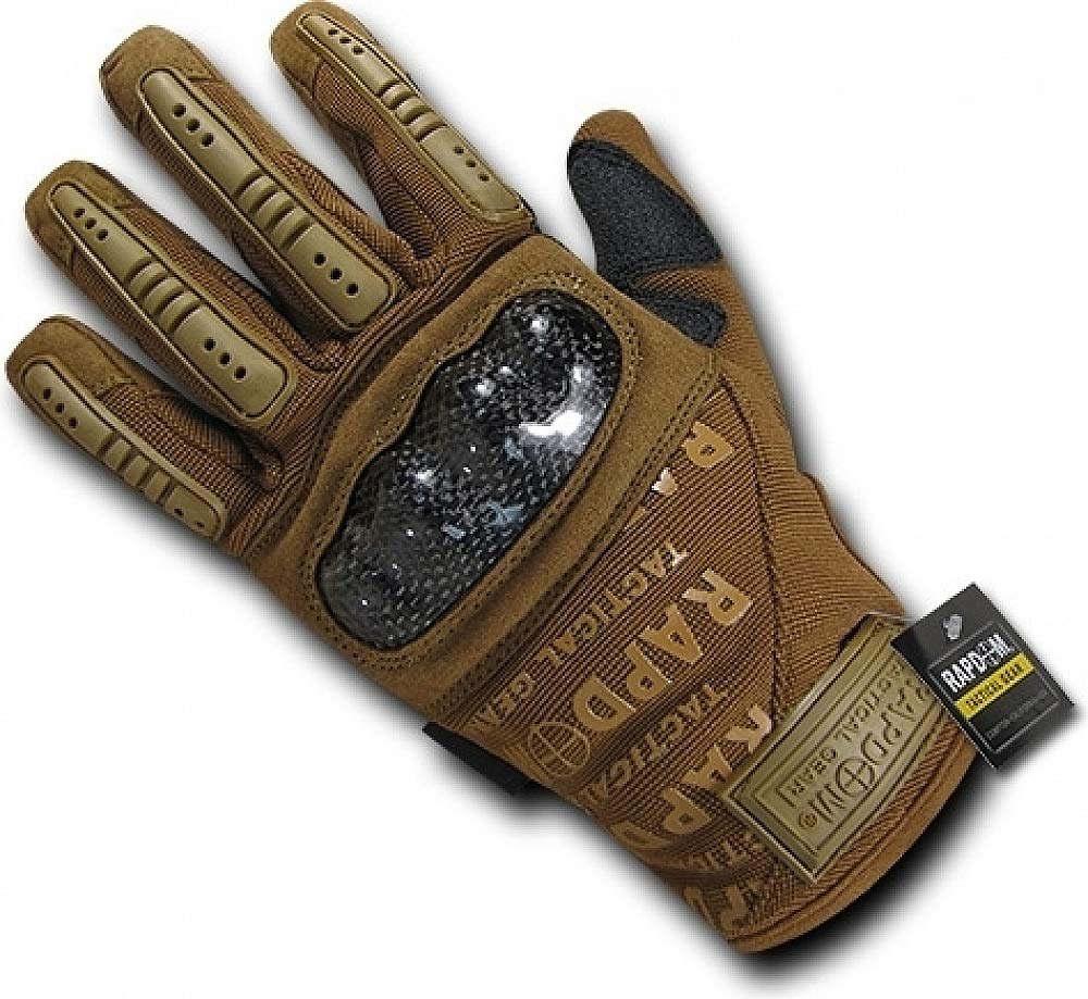 Rapdom Tactical Carbon Fiber Combat Gloves, Coyote, Small