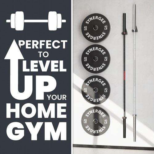 Synergee Wall Mounted Barbell Holder & Gym Accessory Rack Heavy Duty Steel Double Bracket Kit