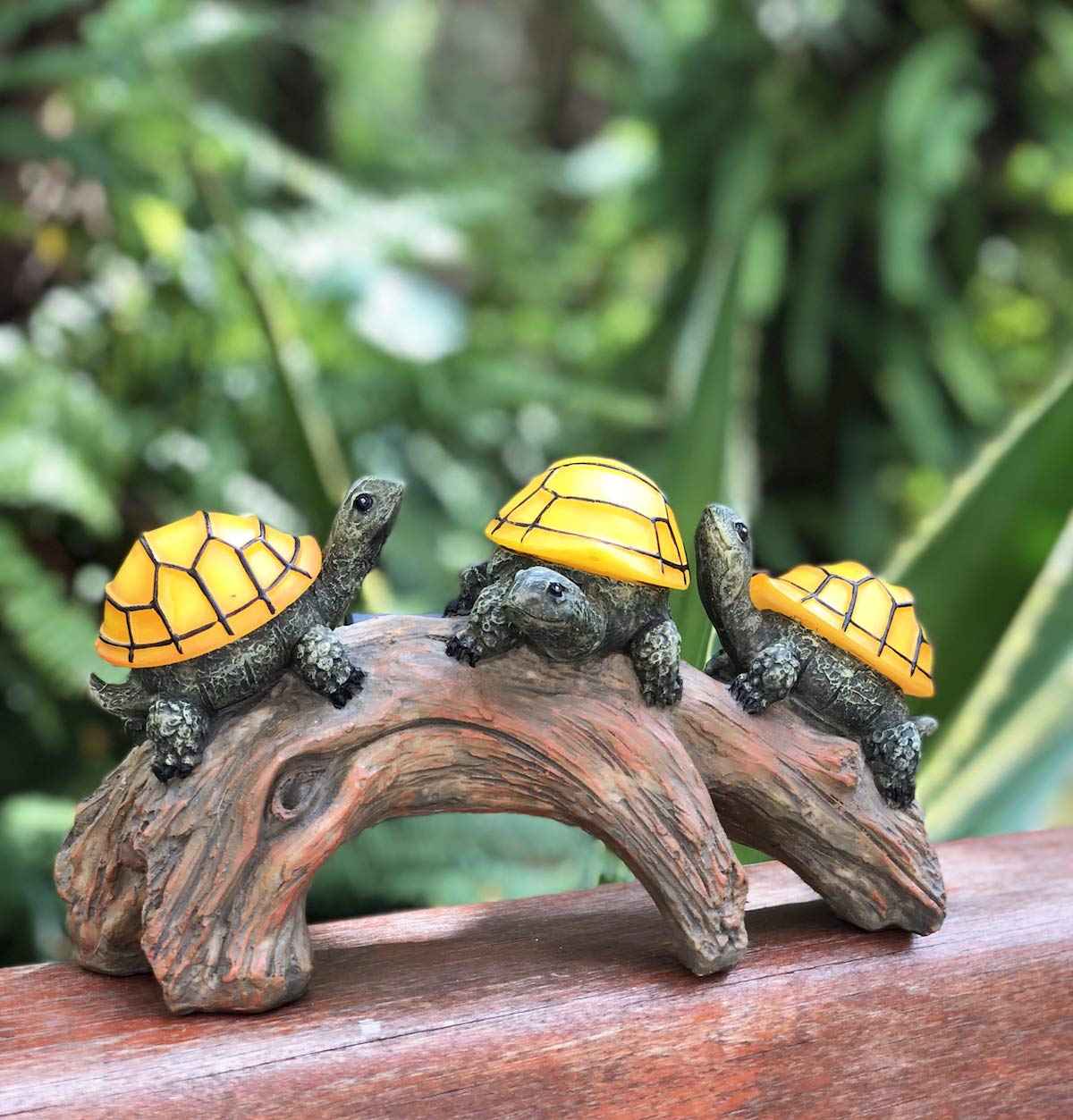 TIBLEN Solar Powered Turtles on Log Outdoor Decor - LED Garden Light, Outdoor Statues, Gifts for Mom, Grandma, Birthday - Turtle Solar Light for Outdoors