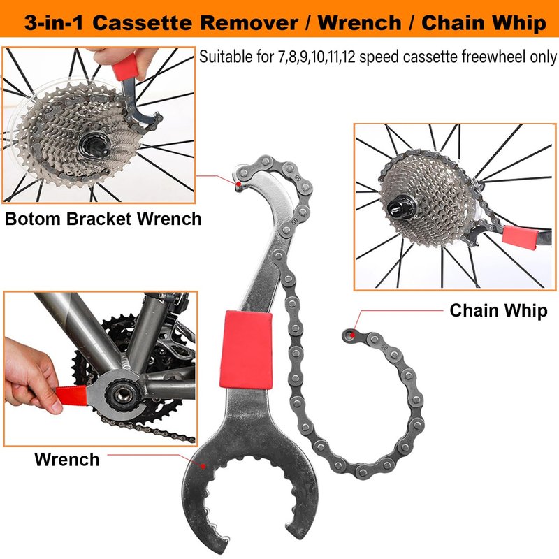 Bike Repair Tools Kit, 9Pcs Professional Bicycle Crank Tool, Bike Link Plier, Chain Breaker, 3-in-1 Cassette Remover Wrench, Crank Puller Extractor, Bottom Bracket Freewheel Remover, Hub Cone Wrench