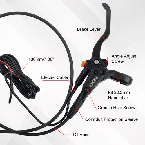 E-Bike Hydraulic Disc Brake Set Electric Power Control Shifter, Aluminum Front 140/160mm Rear 160/180mm Brake Rotors, Left/Right-Front/Rear Braking Direction For Scooter And Motorcycle(front+rear)