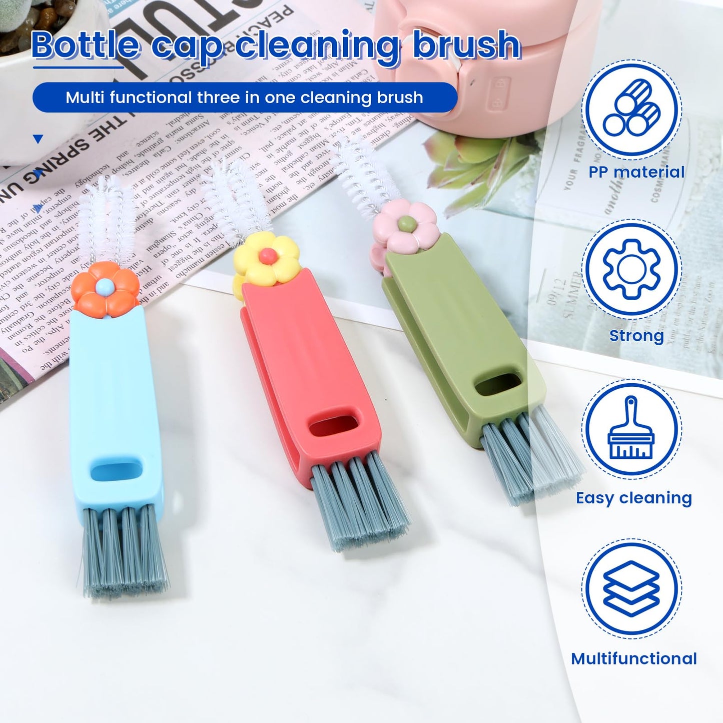 6Pcs Cup Lid Cleaning Brush Multifunctional Bottle Gap Cleaner Brush 180° Rotatable Cup Lid Gap Cleaning Brush Set Hangable Cup Crevice Cleaner Portable 3 Colors Cup Lid Cleaner for Bottle Cleaning