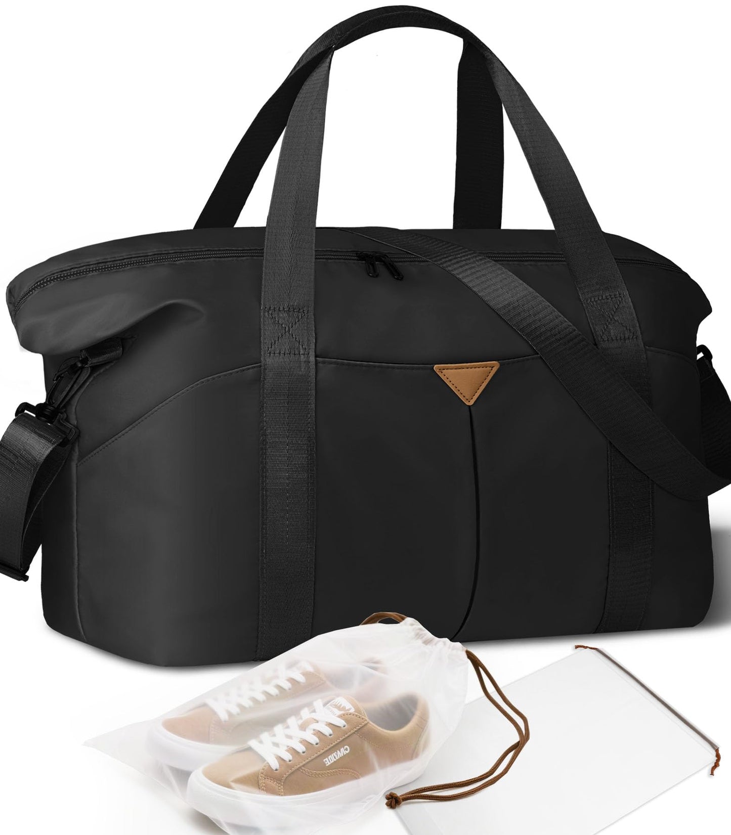 Magimack Duffle Bag for Travel, Carry-on Travel Bag with Trolley Sleeve, Sport Gym Bag for Women, Overnight Bag for Men, Hospital Bag for Labor and Delivery (Black)