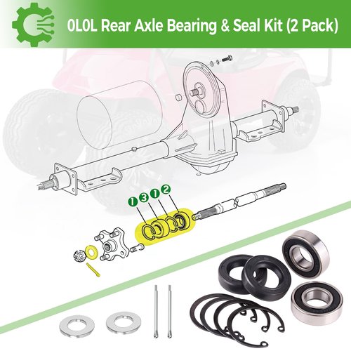 10L0L Golf Cart Rear Axle Bearing & Seal Kit 2 Pack for EZGO Marathon, Medalist, TXT, RXV 1978-up, Replace OEM 611931 620343 70181-G01 15112G1 230-889 82705-78