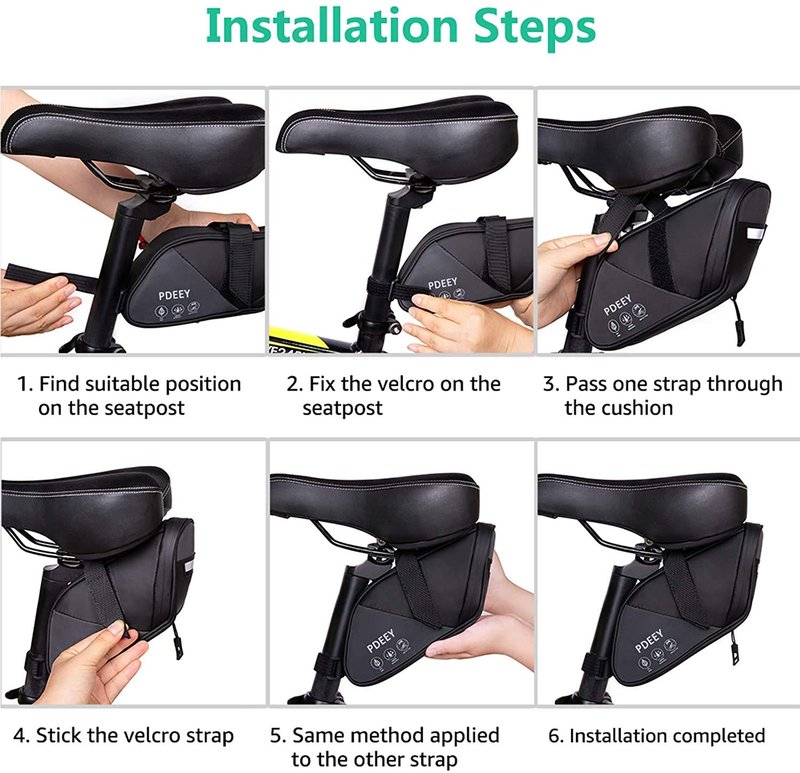 PDEEY Bike Saddle Bag, Bicycle Under Seat Pouch, Cycling Wedge Pack for Mountain Road, Cycling Accessories Storage Velcro Pack Waterproof Durable Pouch for Mountain, Beach or Road Bikes