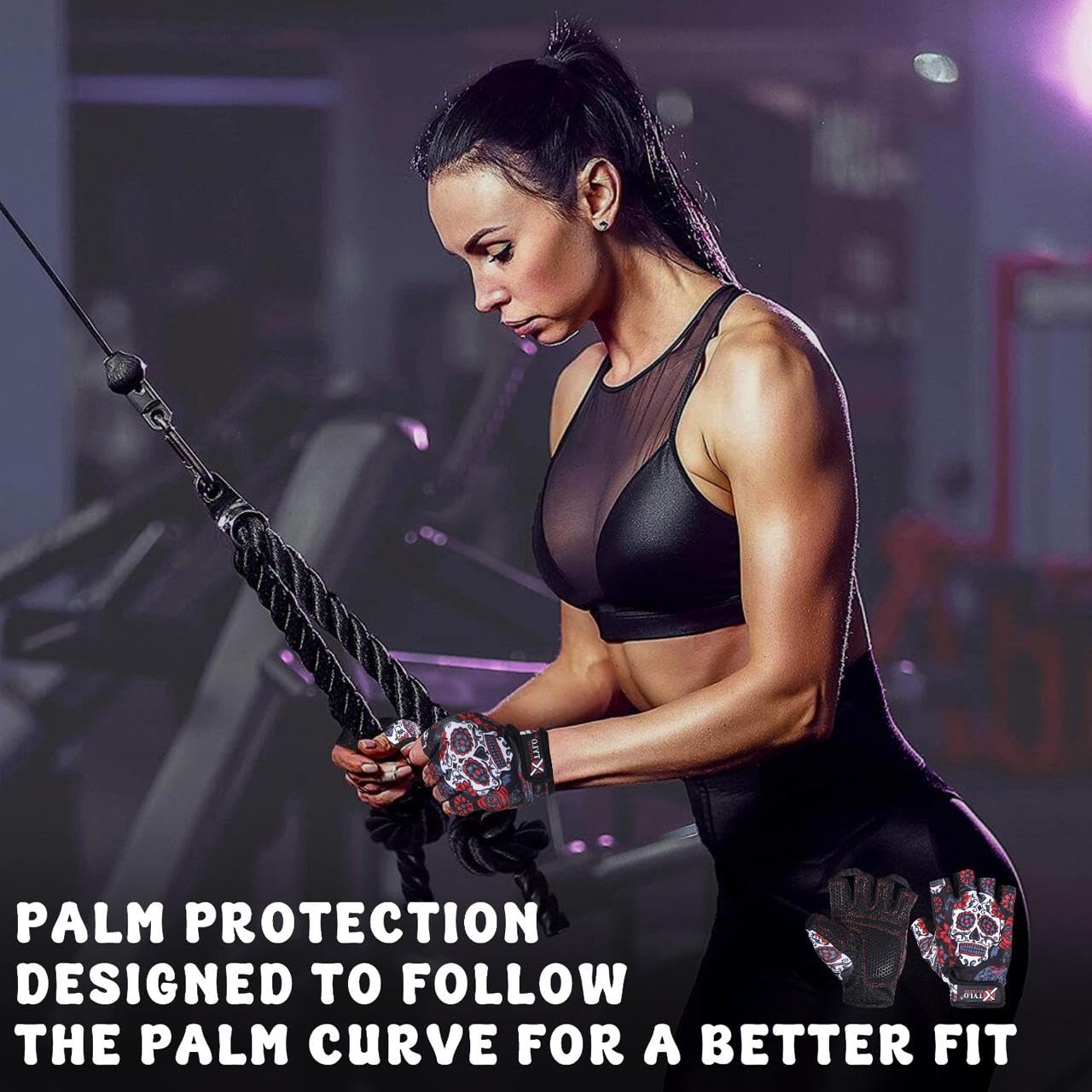 Xtylo Int Workout Gloves for Men & Women Weight Lifting Gloves with Wrist Support, Full Palm Protection, Non-Slip Grip–Gym,Training, Rowing, Cycling, Fitness Sizes S,M,L,XL (Red & Black, Large)